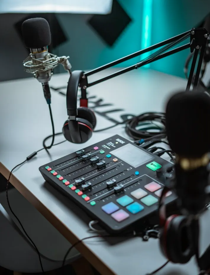 Mixing desk for a music broadcast